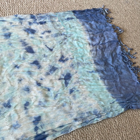 Blue Tie Dye Scarf with Frills - Picture 2 of 2